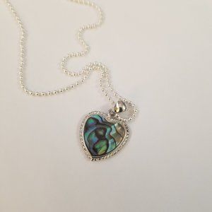 Abalone Shell Bead Mermaid Silver Necklace